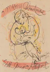 William Zorach, Merry Christmas Edith Gregor Halpert, 1954, Watercolor on paper