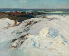 Carved Snowdrift by Charles Herbert Woodbury, Oil on canvas, sold Aug 2025