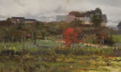 Ann Lofquist, Autumn Red, Oil on panel