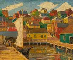 Frank Howard Kidder, Harbor Hill, Oil on canvas