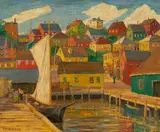 Frank Howard Kidder, Harbor Hill, Oil on canvas