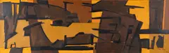 Murray Hantman, Abstraction in Orange and Brown, Oil on canvas