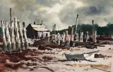 Edward Howard Betts, Salt Box, Watercolor on paper