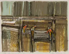 John Louis Laurent, Oyster Carts - Prat-ar-Coum, 1967, Lithograph on paper