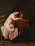 Eastman Johnson, Young Girl Reading at a Table