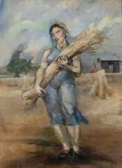 Philip Evergood, Girl with Wheat, 1936, Oil on canvas