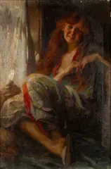 Ernest Lee Major, Flowered Robe, Oil on canvas
