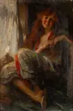 Ernest Lee Major, Flowered Robe, Oil on canvas