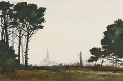 Edward Howard Betts, Wooded View, Watercolor on paper