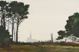 Edward Howard Betts, Wooded View, Watercolor on paper