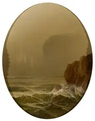 Harrison Bird Brown, Seascape with Cliffs, Oil on canvas
