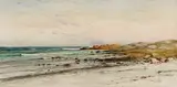 Samuel Peter Rolt Triscott, Beach at Ogunquit Me., Watercolor on linen on strainer
