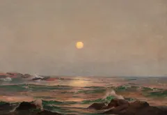 Warren Sheppard, Moonlit Seascape, Oil on canvas