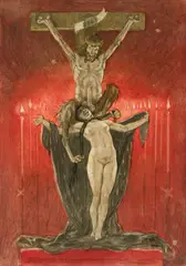 Félicien Rops, Le Calvaire, 1882, Soft ground etching and color heliogravure