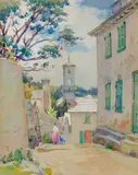 Mabel May Woodward, Village, Watercolor on paper