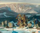 Jay Hall Connaway, Winter Mountain North Sunderland, Oil on masonite