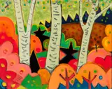 Philip Barter, Fall Birches, Oil on canvas