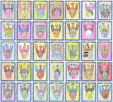 Frédéric Bruly Bouabré, Visite au musée du visage des civilisations africaines, 2007, Thirty five colored pencil and ink drawings