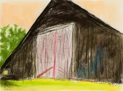 Wolf Kahn, Looming Barn, Pastel on paper