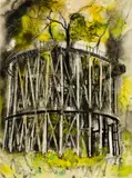 William Thon, The Old Rollercoaster, Watercolor on paper