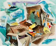 Fish Wharf by Emily Lansingh Muir, Oil on canvas, sold Mar 2025