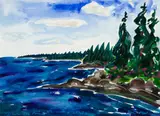 Eric Hopkins, Down the Point, 1992, Watercolor on paper