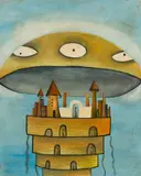 Xul Solar, Ciudad Volante, 1949, Watercolor on paperboard
