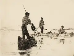 Two Canoes by Frank Weston Benson, Etching, sold Mar 2025