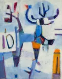 Ruth Fortel, "I.D. - Blue and White" 1955-56, Oil on canvas