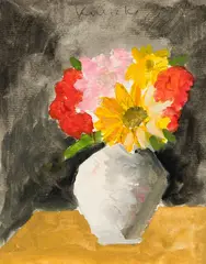 Red by Robert Kulicke, Yellow and Pink Flowers, Watercolor on paper, sold Mar 2025
