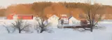 Ann Lofquist, Snow Scene with Farm and Houses, Oil on panel