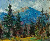 Rupert Lovejoy, Purple Mountain, Oil on canvas laid to panel