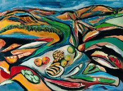 Arthur DiMambro, Picnic in the Mountains, 2015, Oil on masonite