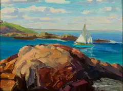 George L. Morris, Entrance to Perkins Cove, Ogunquit, Maine, Oil on canvasboard