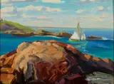 George L. Morris, Entrance to Perkins Cove, Ogunquit, Maine, Oil on canvasboard