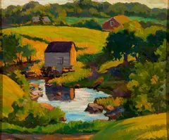 Gertrude Nason, "Setting Sun" Round Pond, Maine, 1924, Oil on board
