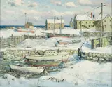 Theodore Victor Carl Valenkamph, Winter Harbor, Oil on canvas