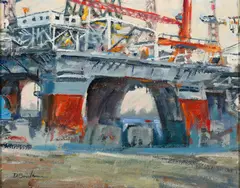 Denis Boudreau, Oil Rigs, Oil on canvas
