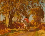 Algernon Talmage, Fox Hunt, Oil on canvas