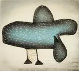 Sheojuk Etidlooie, Bird in Blue, 1998, Etching and aquatint