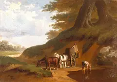 Thomas Hill, Water Stop, Oil on canvas