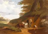 Thomas Hill, Water Stop, Oil on canvas