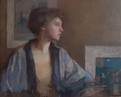 Frederick Andrew Bosley, The Blue Kimono (A Portrait of Artist Patrice Borgeson), 1923, Oil on canvas