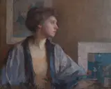 Frederick Andrew Bosley, The Blue Kimono (A Portrait of Artist Patrice Borgeson), 1923, Oil on canvas