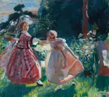 Charles S. Hopkinson, Three Dancing Girls, 1915, Oil on wood panel