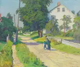 Harriet R. Lumis, Backstreet, Rockport, Oil on canvas