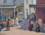 Mabel May Woodward, Providence Market Place, c. 1910, Oil on canvas laid to masonite