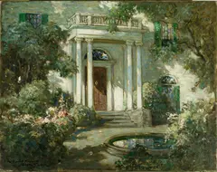 Front Porch in Dappled Sunlight by Abbott Fuller Graves, Oil on canvas, sold Oct 2024