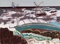 General MacArthur on the Rocks by Milton Avery, 1944, Gouache on paper, sold Oct 2024