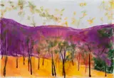 Wolf Kahn, Violet Behind Locusts, Pastel on paper